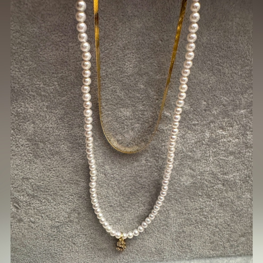 Gold and Pearl Necklace with initial word